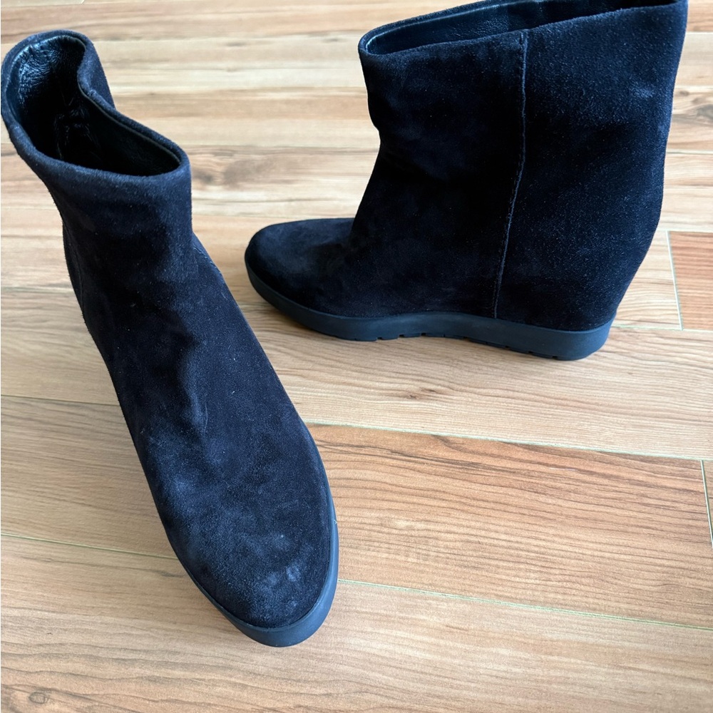 Prada Black Suede Wedge Boots